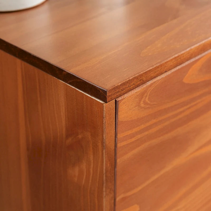 Meuble TV 58" style milieu de siècle pour téléviseurs jusqu'à 65", bois de pin massif, portes à fermeture amortie et gestion des câbles