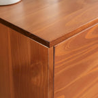 Meuble TV 58" style milieu de siècle pour téléviseurs jusqu'à 65", bois de pin massif, portes à fermeture amortie et gestion des câbles