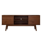 Meuble TV 58" style milieu de siècle pour téléviseurs jusqu'à 65", bois de pin massif, portes à fermeture amortie et gestion des câbles
