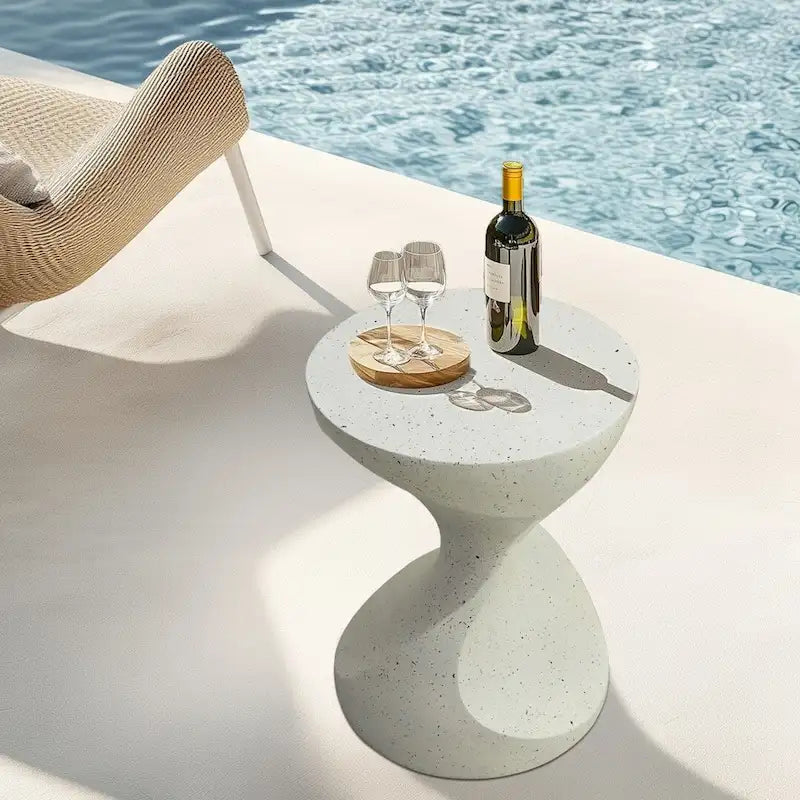 Table d'appoint en forme de sablier, style minimaliste moderne