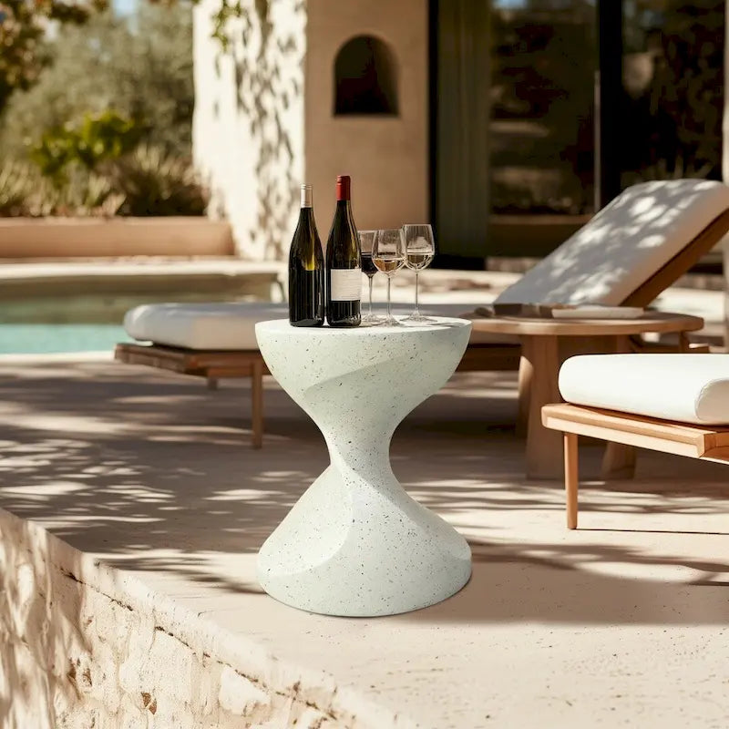 Table d'appoint en forme de sablier, style minimaliste moderne