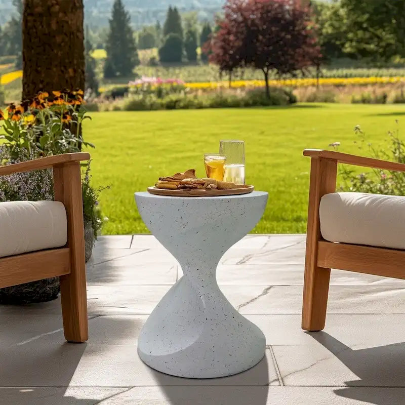 Table d'appoint en forme de sablier, style minimaliste moderne