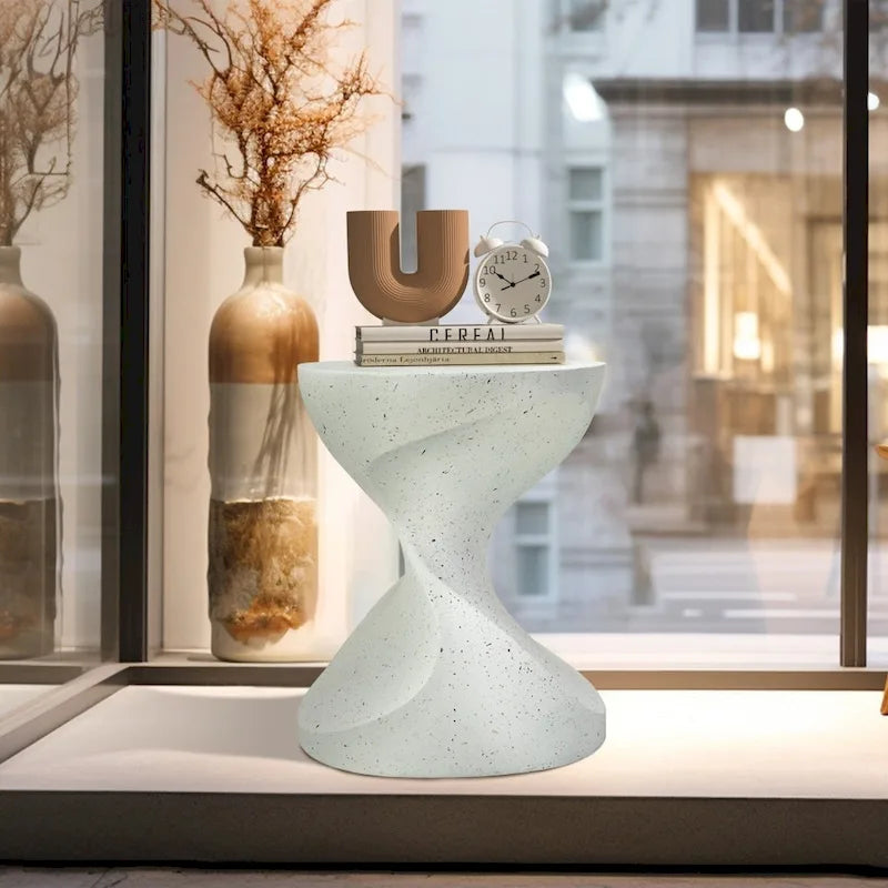 Table d'appoint en forme de sablier, style minimaliste moderne