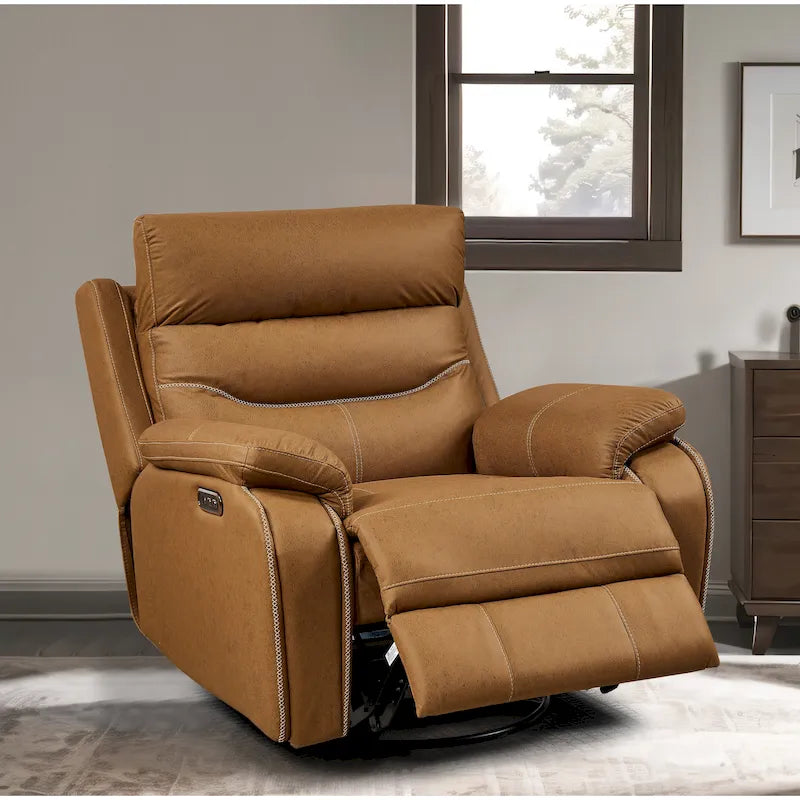 Fauteuil inclinable, pivotant et berçant motorisé, double motorisation pour inclinaison de 90 à 130°, port USB et appui-tête motorisé, 150 kg