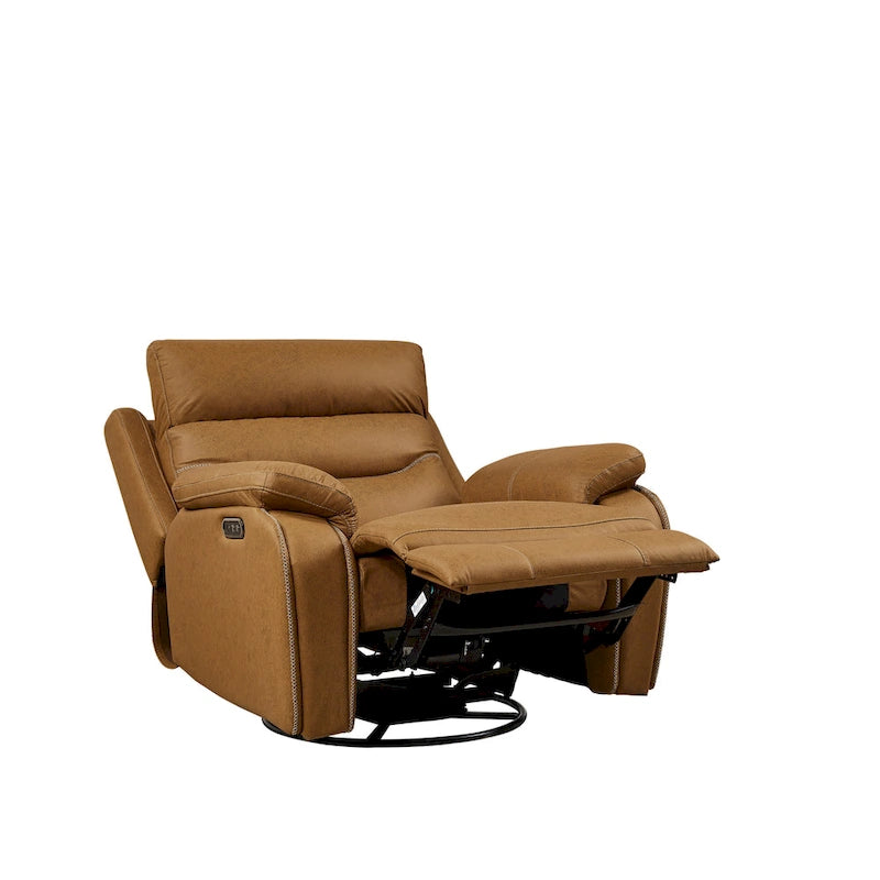 Fauteuil inclinable, pivotant et berçant motorisé, double motorisation pour inclinaison de 90 à 130°, port USB et appui-tête motorisé, 150 kg