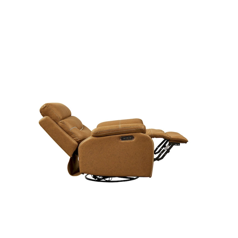 Fauteuil inclinable, pivotant et berçant motorisé, double motorisation pour inclinaison de 90 à 130°, port USB et appui-tête motorisé, 150 kg