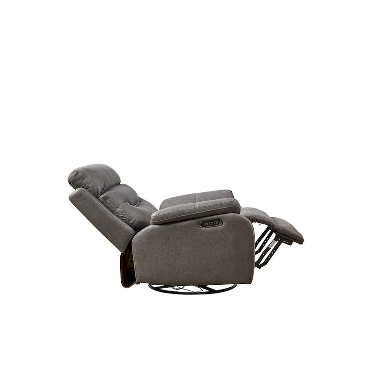 Fauteuil inclinable, pivotant et berçant motorisé, double motorisation pour inclinaison de 90 à 130°, port USB et appui-tête motorisé, 150 kg