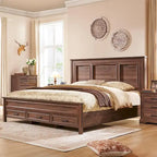 Lit Queen en bois style ferme avec tête et pied de lit de 52 po de hauteur