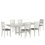 Ensemble de salle à manger 7 pièces avec table extensible, bois d'hévéa massif, 168-239 cm L, 6 chaises rembourrées, capacité de 113 kg