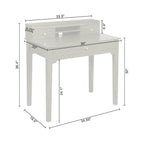 Bureau compact de 91 cm avec surmeuble, 3 tiroirs et étagère ouverte, MDF et pieds en bois d'hévéa, capacité de 81 kg