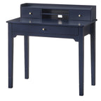 Bureau compact de 91 cm avec surmeuble, 3 tiroirs et étagère ouverte, MDF et pieds en bois d'hévéa, capacité de 81 kg