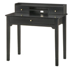 Bureau compact de 91 cm avec surmeuble, 3 tiroirs et étagère ouverte, MDF et pieds en bois d'hévéa, capacité de 81 kg