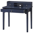 Bureau compact de 91 cm avec surmeuble, 3 tiroirs et étagère ouverte, MDF et pieds en bois d'hévéa, capacité de 81 kg