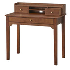 Bureau compact de 91 cm avec surmeuble, 3 tiroirs et étagère ouverte, MDF et pieds en bois d'hévéa, capacité de 81 kg