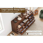 Commode 12 tiroirs de 155 cm de large avec prise intégrée, 2 prises CA et 2 ports USB, en bois MDF, avec dispositif anti-basculement