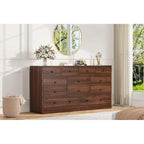 Commode 12 tiroirs de 155 cm de large avec prise intégrée, 2 prises CA et 2 ports USB, en bois MDF, avec dispositif anti-basculement