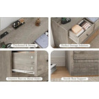 Commode 12 tiroirs de 155 cm de large avec prise intégrée, 2 prises CA et 2 ports USB, en bois MDF, avec dispositif anti-basculement