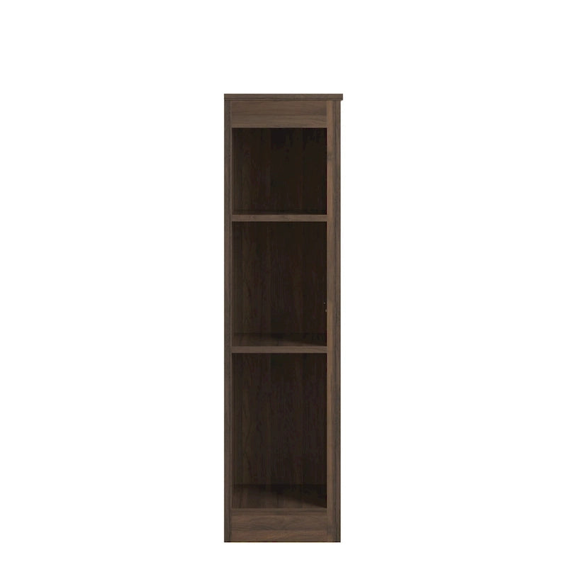 Tête de lit de rangement pleine grandeur avec 6 étagères réglables, finition noyer, design à panneaux classiques