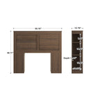 Tête de lit de rangement pleine grandeur avec 6 étagères réglables, finition noyer, design à panneaux classiques