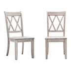 Lot de 2 chaises de salle à manger de style campagnard en bois d'hévéa avec dossier en double X, assise profilée, 113,4 kg, 47 cm L x 99,6 cm H
