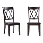 Lot de 2 chaises de salle à manger de style campagnard en bois d'hévéa avec dossier en double X, assise profilée, 113,4 kg, 47 cm L x 99,6 cm H