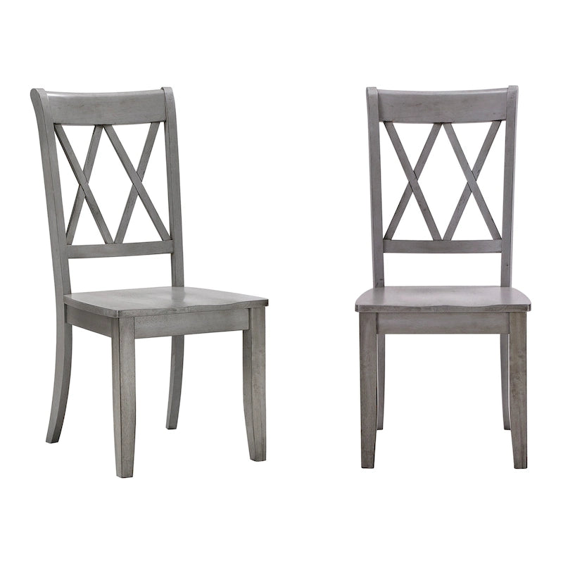 Lot de 2 chaises de salle à manger de style campagnard en bois d'hévéa avec dossier en double X, assise profilée, 113,4 kg, 47 cm L x 99,6 cm H