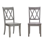Lot de 2 chaises de salle à manger de style campagnard en bois d'hévéa avec dossier en double X, assise profilée, 113,4 kg, 47 cm L x 99,6 cm H