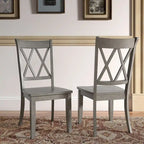 Lot de 2 chaises de salle à manger de style campagnard en bois d'hévéa avec dossier en double X, assise profilée, 113,4 kg, 47 cm L x 99,6 cm H