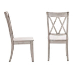Lot de 2 chaises de salle à manger de style campagnard en bois d'hévéa avec dossier en double X, assise profilée, 113,4 kg, 47 cm L x 99,6 cm H