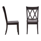 Lot de 2 chaises de salle à manger de style campagnard en bois d'hévéa avec dossier en double X, assise profilée, 113,4 kg, 47 cm L x 99,6 cm H