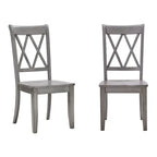 Lot de 2 chaises de salle à manger de style campagnard en bois d'hévéa avec dossier en double X, assise profilée, 113,4 kg, 47 cm L x 99,6 cm H