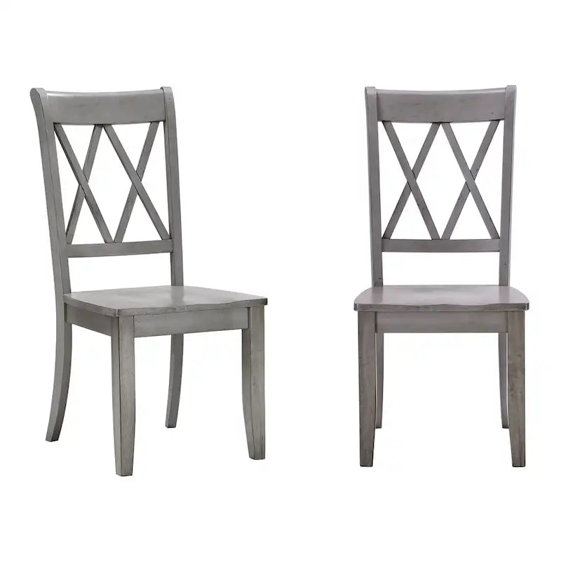 Lot de 2 chaises de salle à manger de style campagnard en bois d'hévéa avec dossier en double X, assise profilée, 113,4 kg, 47 cm L x 99,6 cm H