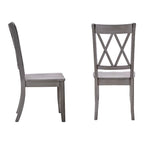 Lot de 2 chaises de salle à manger de style campagnard en bois d'hévéa avec dossier en double X, assise profilée, 113,4 kg, 47 cm L x 99,6 cm H