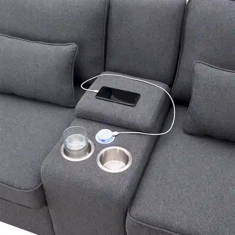 114.2 Canapé rembourré avec console