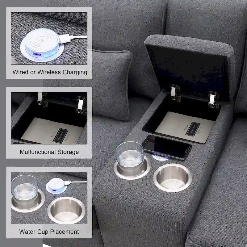 114.2 Canapé rembourré avec console