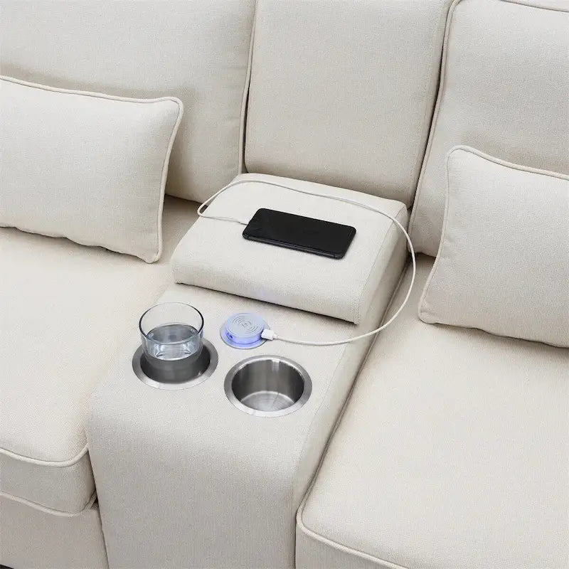 114.2 Canapé rembourré avec console