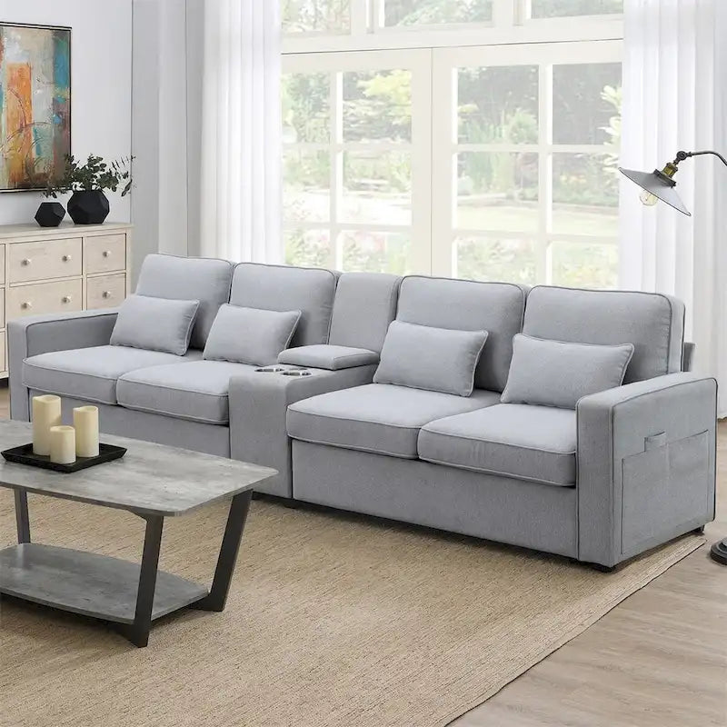 114.2 Canapé rembourré avec console