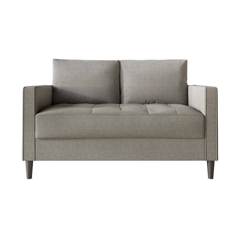 Causeuse minimaliste contemporaine en lin, 137 cm de large, mousse haute densité, coussins amovibles, garantie de 90 jours