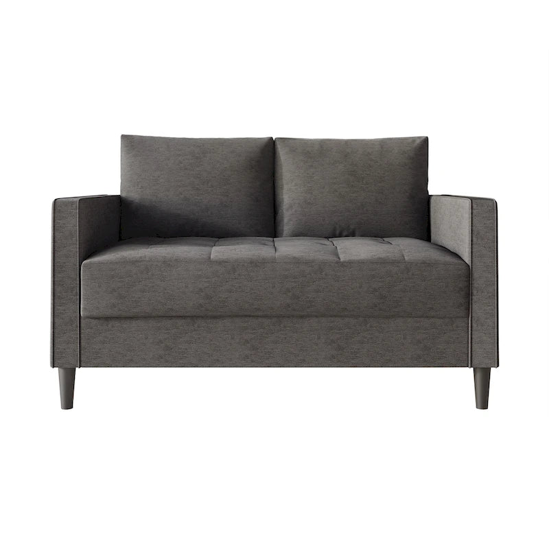 Causeuse minimaliste contemporaine en lin, 137 cm de large, mousse haute densité, coussins amovibles, garantie de 90 jours
