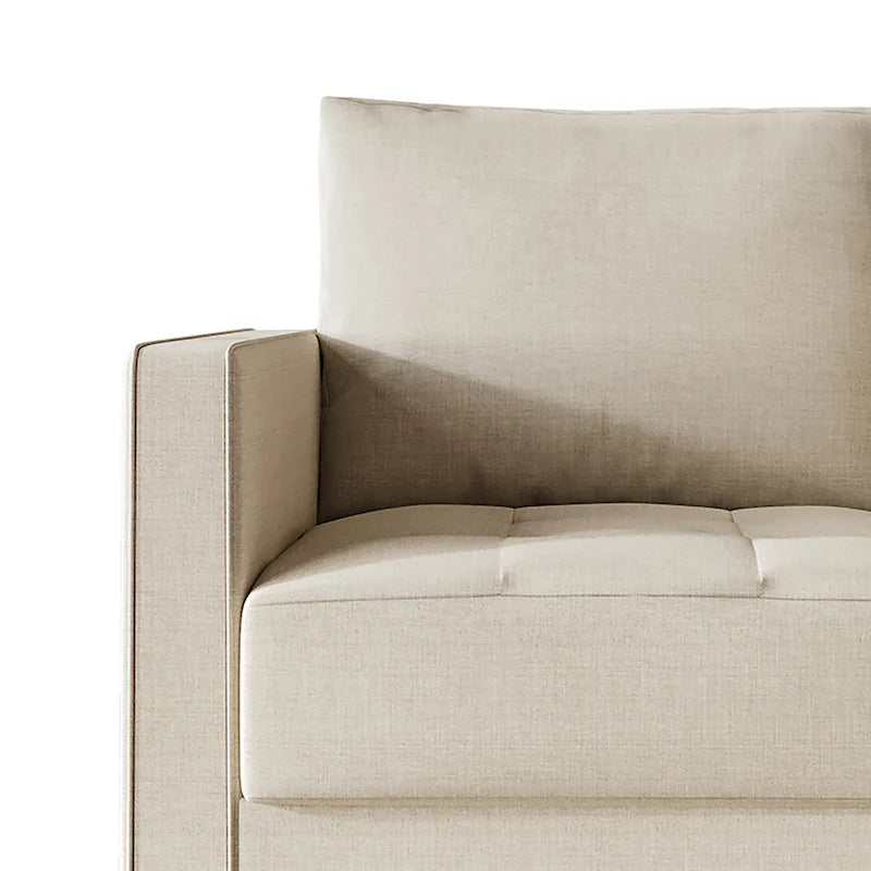 Causeuse minimaliste contemporaine en lin, 137 cm de large, mousse haute densité, coussins amovibles, garantie de 90 jours