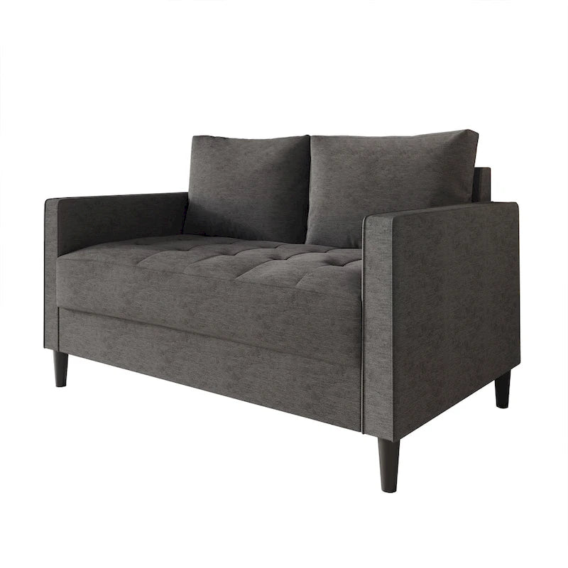 Causeuse minimaliste contemporaine en lin, 137 cm de large, mousse haute densité, coussins amovibles, garantie de 90 jours