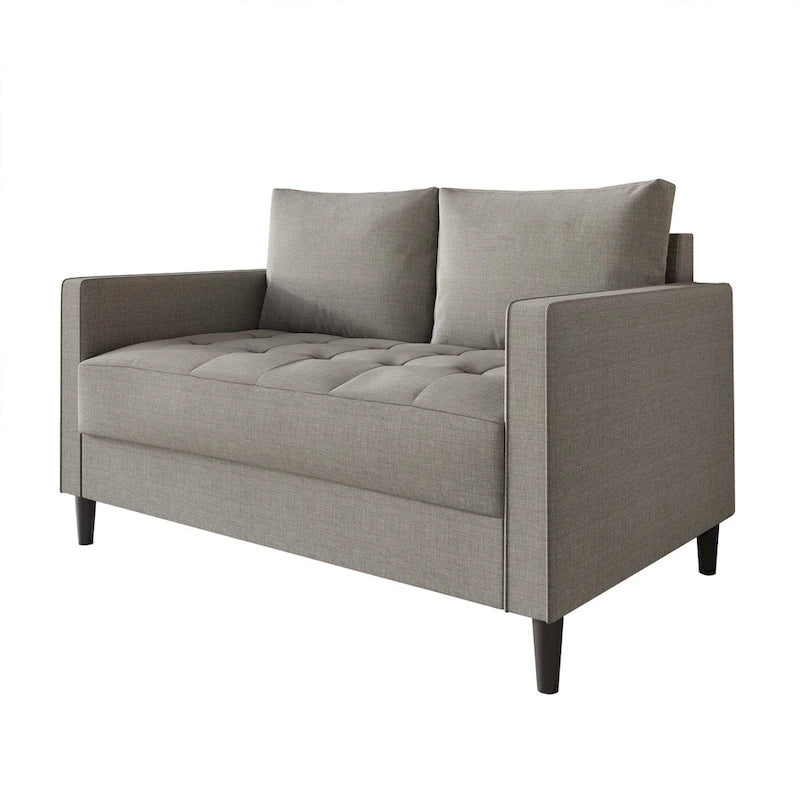 Causeuse minimaliste contemporaine en lin, 137 cm de large, mousse haute densité, coussins amovibles, garantie de 90 jours