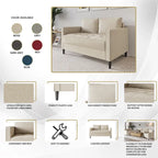 Causeuse minimaliste contemporaine en lin, 137 cm de large, mousse haute densité, coussins amovibles, garantie de 90 jours
