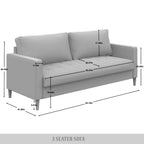 Causeuse minimaliste contemporaine en lin, 137 cm de large, mousse haute densité, coussins amovibles, garantie de 90 jours