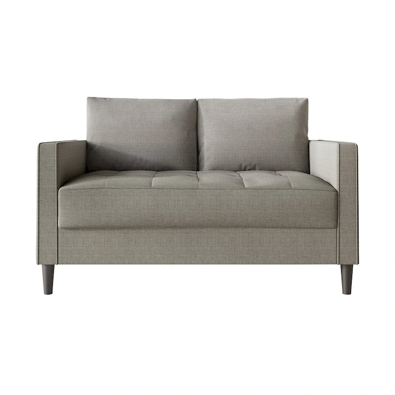 Causeuse minimaliste contemporaine en lin, 137 cm de large, mousse haute densité, coussins amovibles, garantie de 90 jours