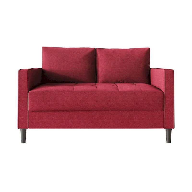 Causeuse minimaliste contemporaine en lin, 137 cm de large, mousse haute densité, coussins amovibles, garantie de 90 jours