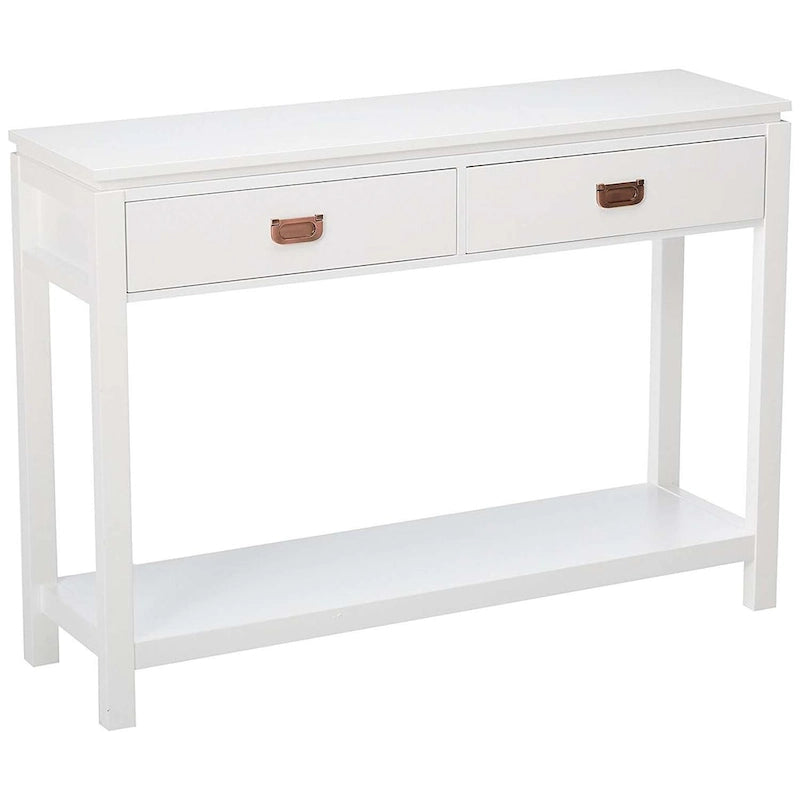 Console Sofa Table avec étagère de rangement / 2 tiroirs, Blanc