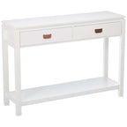 Console Sofa Table avec étagère de rangement / 2 tiroirs, Blanc