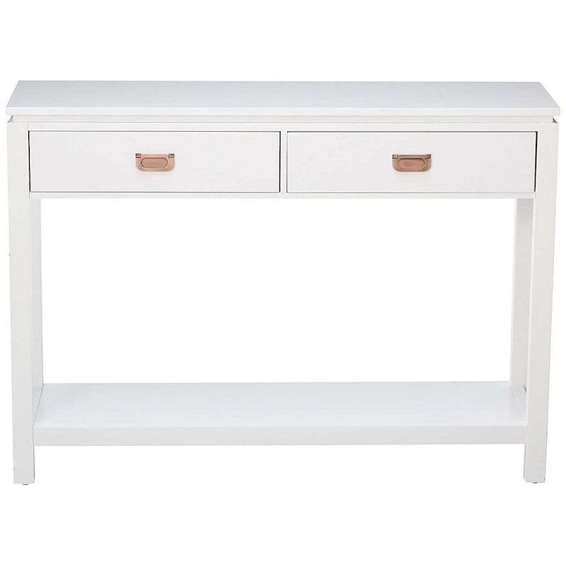 Console Sofa Table avec étagère de rangement / 2 tiroirs, Blanc