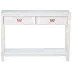 Console Sofa Table avec étagère de rangement / 2 tiroirs, Blanc